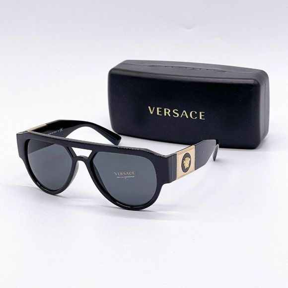 New Versace Black Unisex Acetate 57mm Sunglasses - Picture 1 of 5
